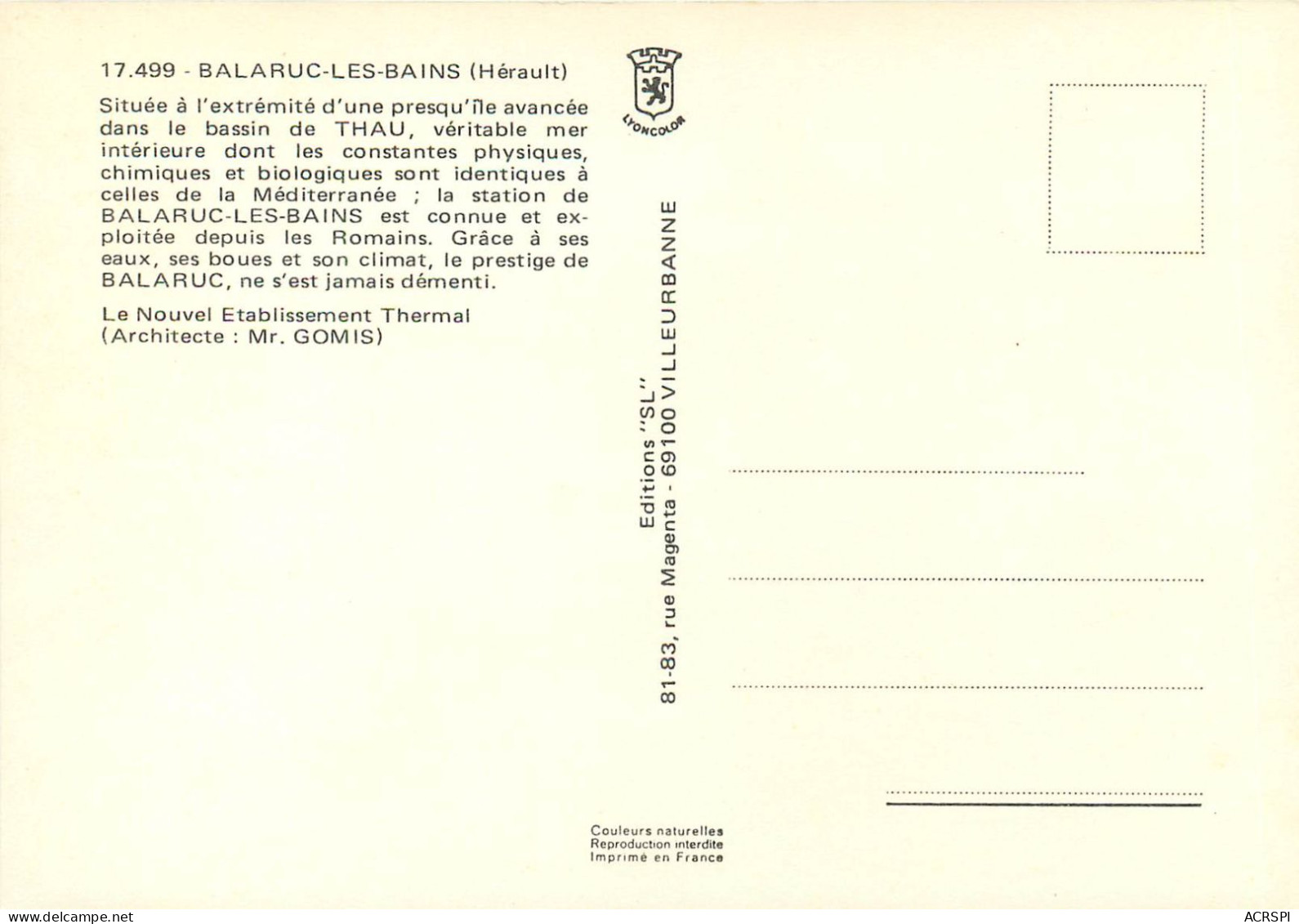 BALARUC LES BAINS SITUEE A L EXTREMITE D Une Presque Ile 5(scan Recto-verso) MC2478 - Autres & Non Classés