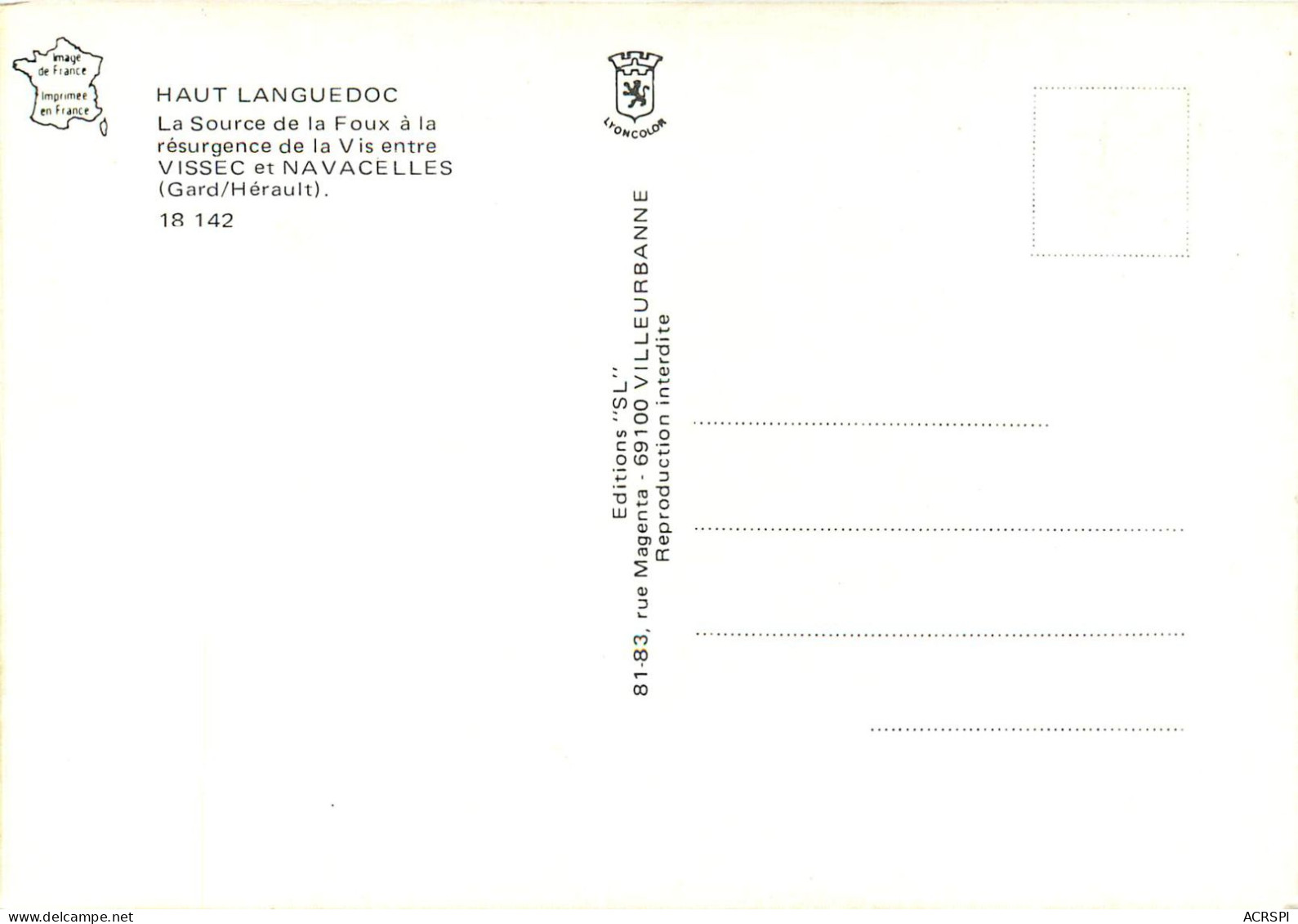 HAUT LANGUEDOC La Source De La Faux A La Resurgence De La Vis Ente Vissec Et Navacelles 22(scan Recto-verso) MC2477 - Other & Unclassified