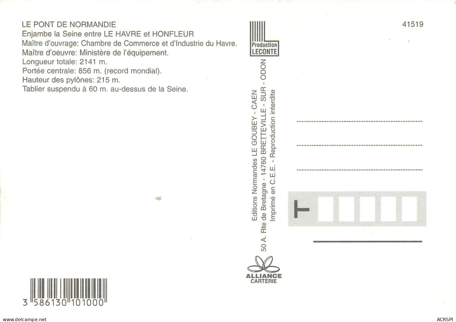 LE PONT DE NORMANDIE Enjambe La Seine 4(scan Recto-verso) MC2498 - Autres & Non Classés