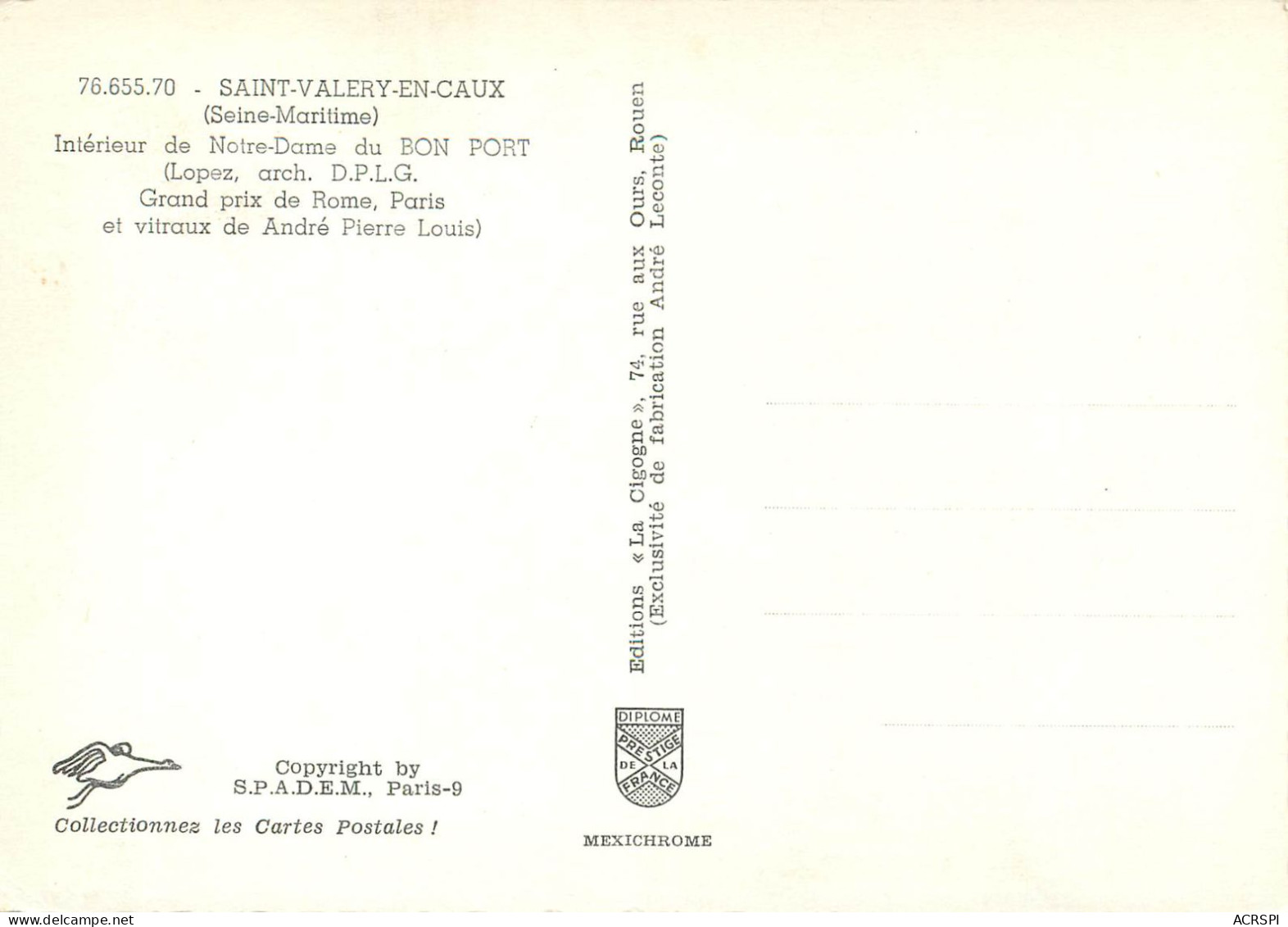 SAINT VALERY EN CAUX Interieur De Notre Dame Du BON PORT 30(scan Recto-verso) MC2497 - Saint Valery En Caux