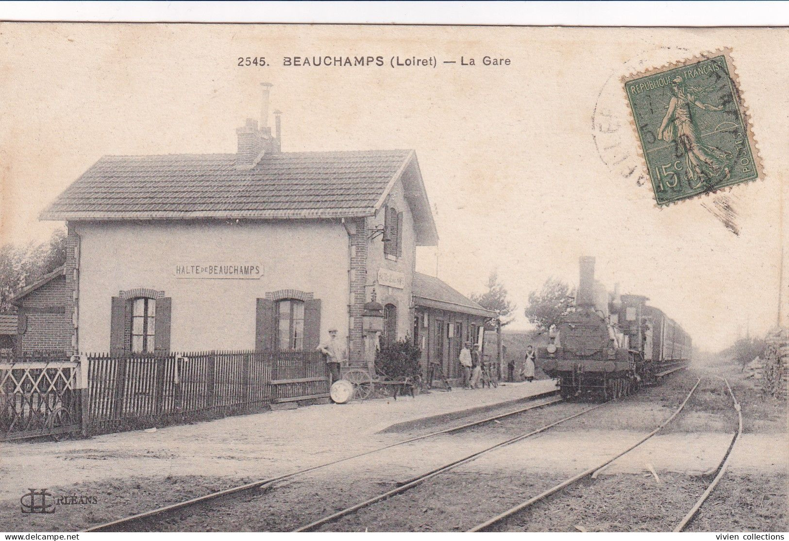 Beauchamps (Loiret) La Gare Halte De Beauchamps - Train En Gare - édit. LL N° 2545 - Circulée 1920 - Autres & Non Classés