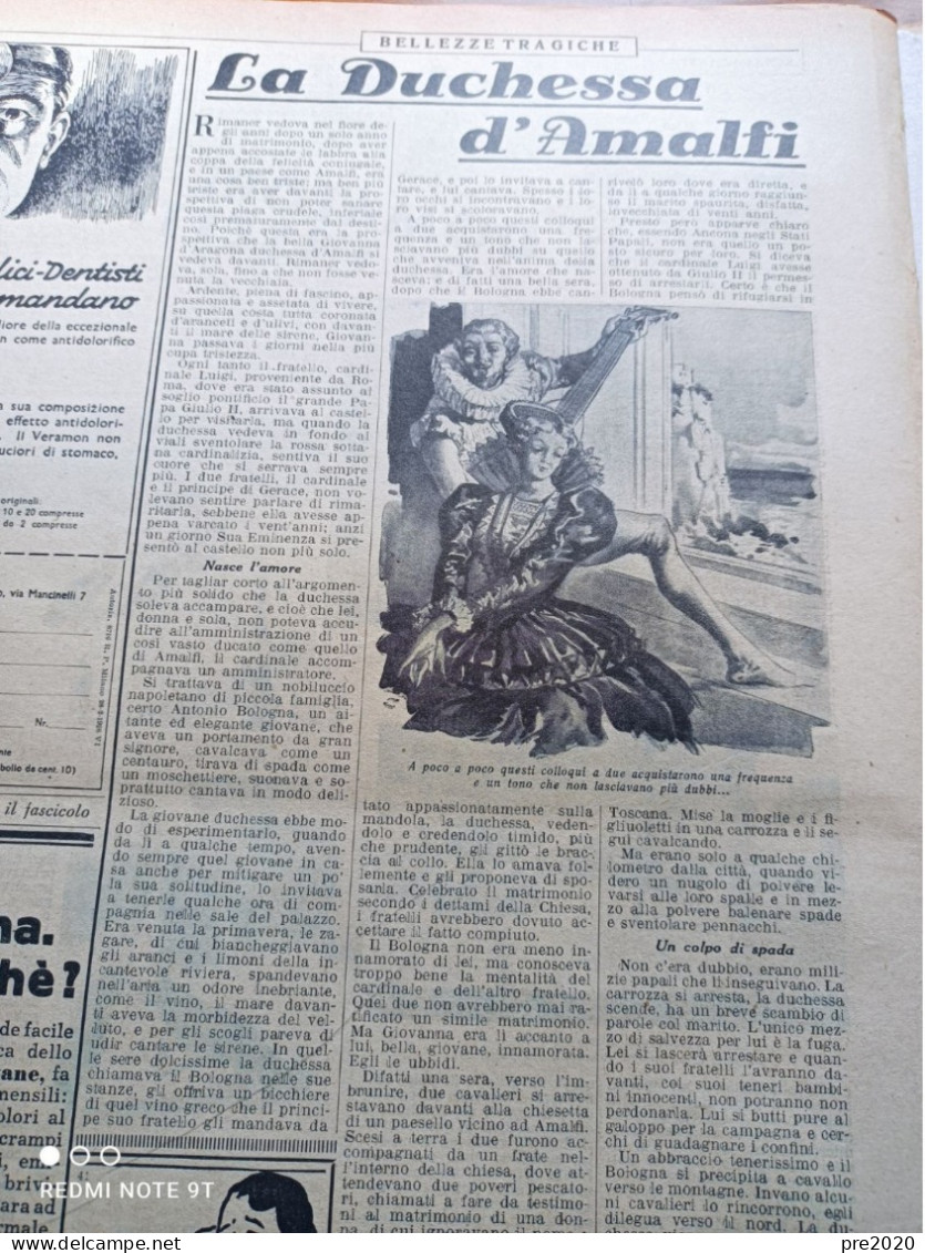 LA DOMENICA DEL CORRIERE 1937 COPERTINA MUSSOLINI E ITALO BALBO IN LIBIA NOLA LA DUCHESSA DI AMALFI - Sonstige & Ohne Zuordnung