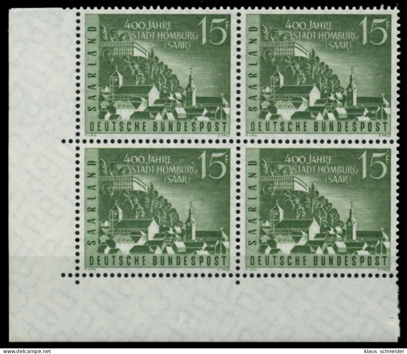 SAAR OPD 1958 Nr 436 Postfrisch VIERERBLOCK ECKE-ULI X976C72 - Unused Stamps