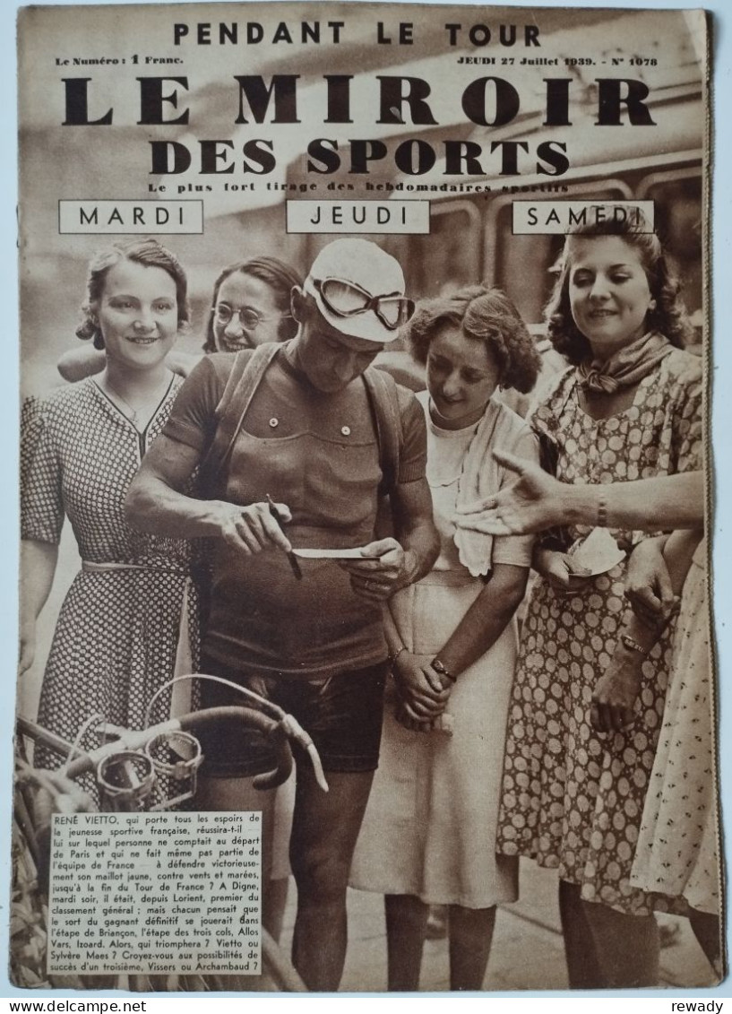 Le Miroir Des Sports - 27 Juillet 1939 (N. 1078) - Autres & Non Classés