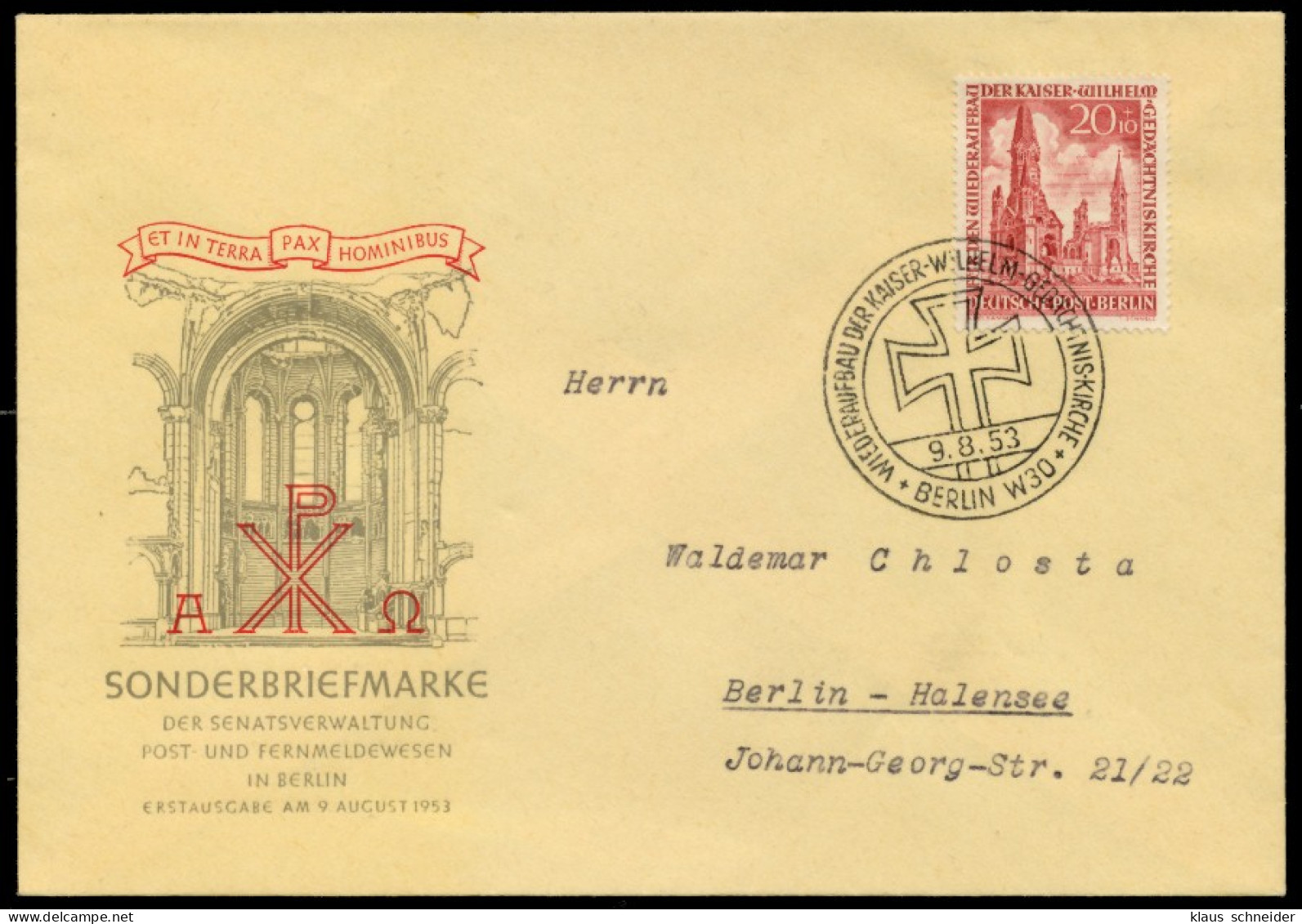 BERLIN 1953 Nr 108 BRIEF FDC X6E2D1E - Lettres & Documents