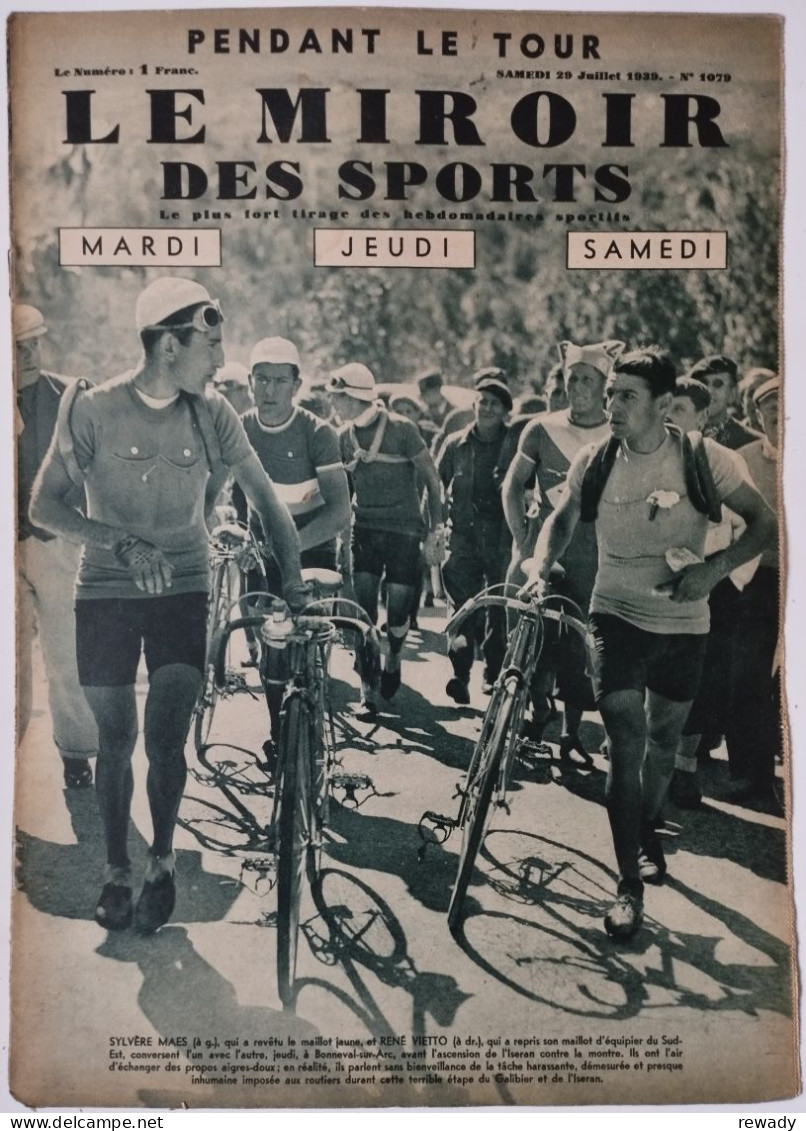 Le Miroir Des Sports - 29 Juillet 1939 (N. 1079) - Other & Unclassified