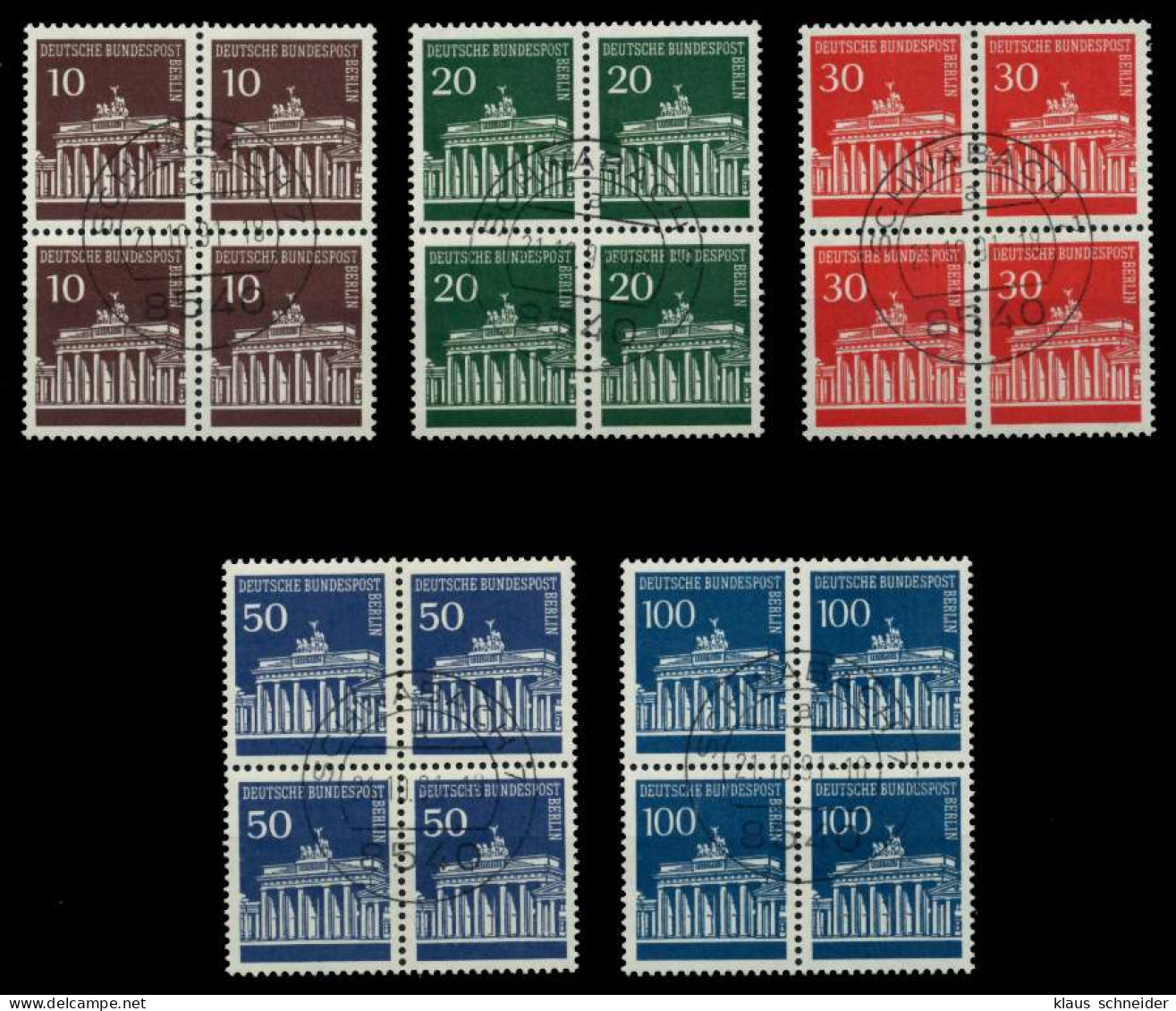 BERLIN DS BRAND. TOR Nr 286-VB-290-VB Zentrisch Gestempelt X74B956 - Used Stamps