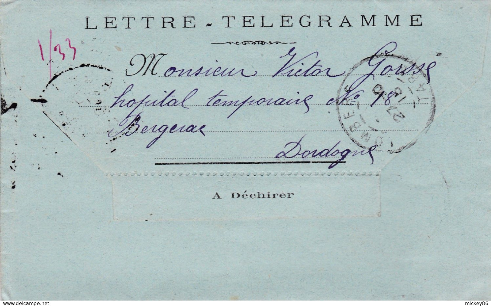 Télégramme--1915--de LAMILLARIE-81 Pour BERGERAC-24  ...cachets - Telegrafi E Telefoni