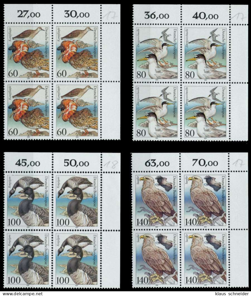 BRD 1991 Nr 1539-1542 Postfrisch VIERERBLOCK ECKE-ORE X76CE1E - Unused Stamps