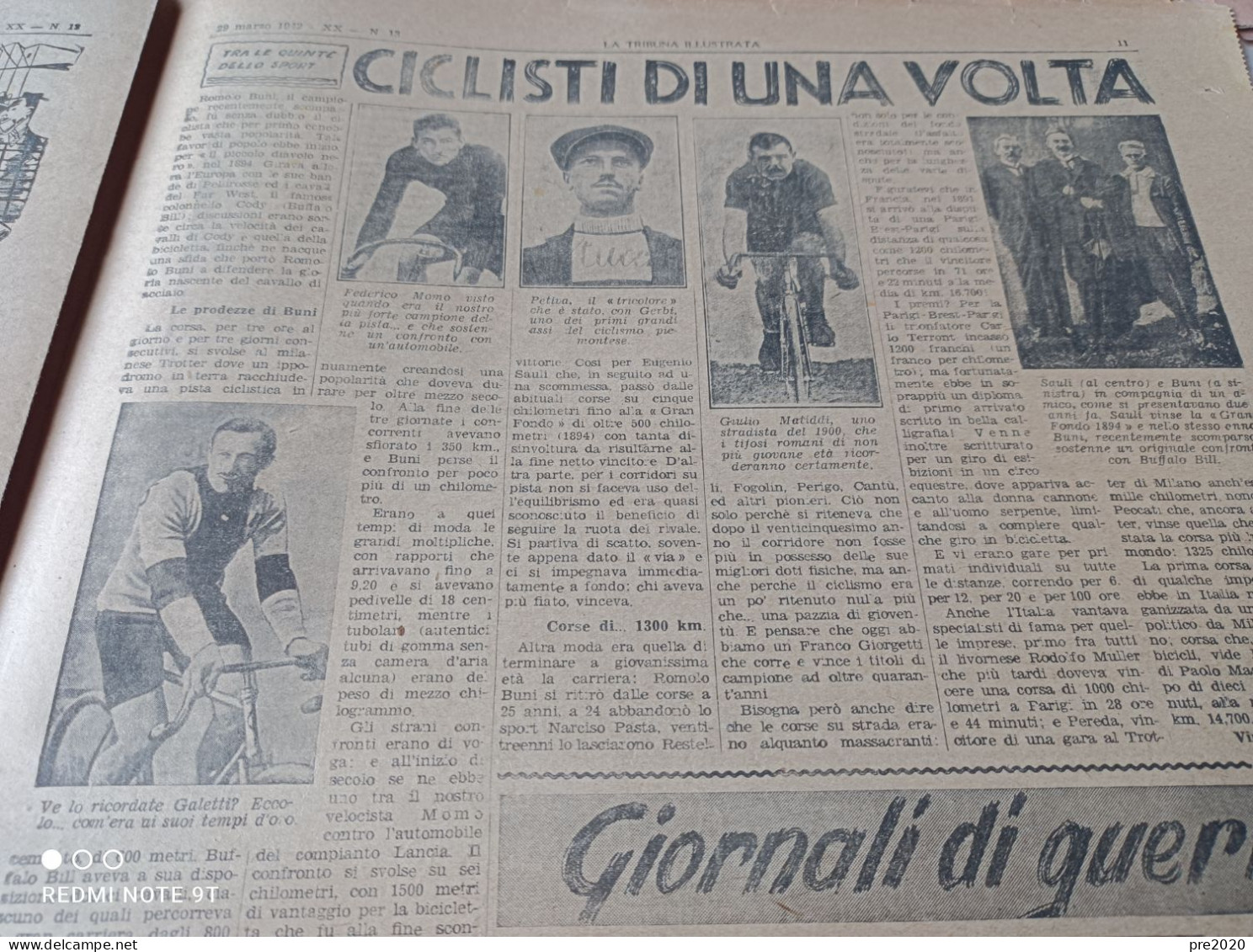 LA TRIBUNA ILLUSTRATA 1942 I CICLISTI DI UN TEMPO MOMO MATIDDI CALETTI - Other & Unclassified