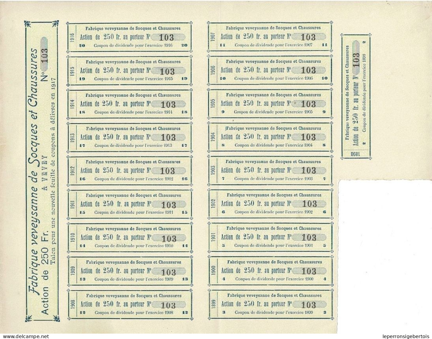 - Titre De 1897 - Fabrique Veveysanne De Socques Et Chaussures - Marque à L'Etoile - Anciennement Gve Pernet - - Industry