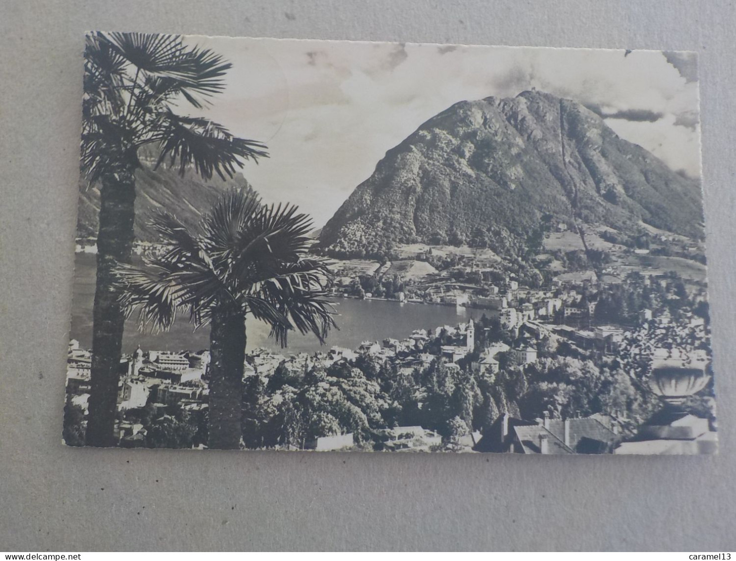 CPSM -  AU PLUS RAPIDE -  SUISSE - LUGANO - CANTON DU TESSIN   -  VOYAGEE  TIMBREE 1955 - FORMAT CPA - Lugano