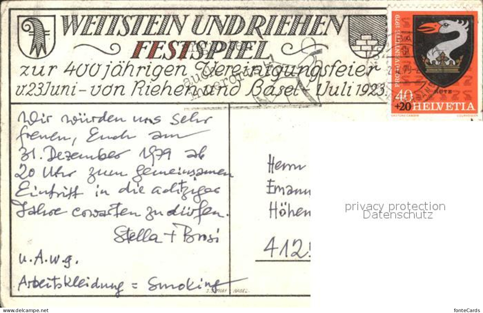 12159453 Riehen Festspiel Vereinigungsfeier Riehen - Other & Unclassified