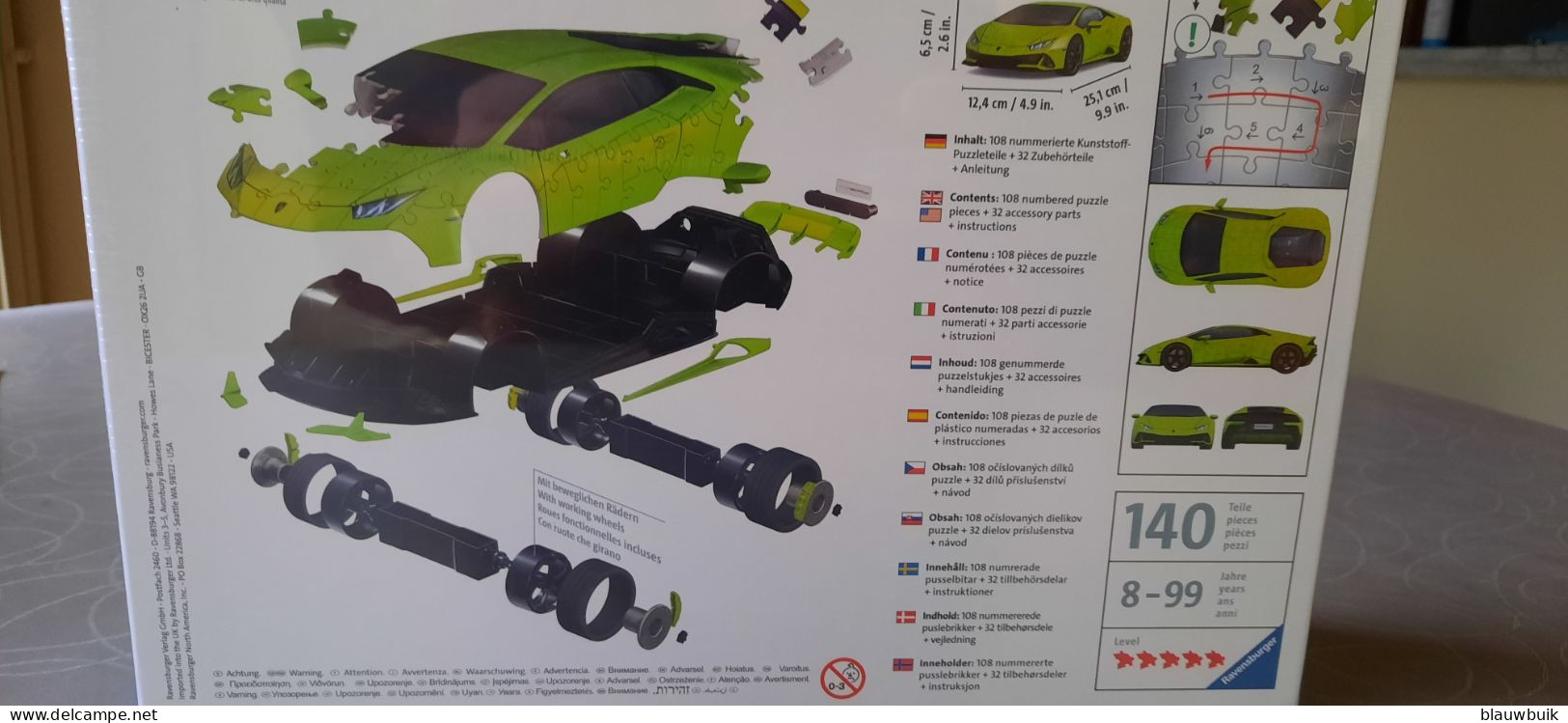 Ravensburger Lamborghini Huracán EVO Groen - 3D Puzzel 1/18 - Andere & Zonder Classificatie