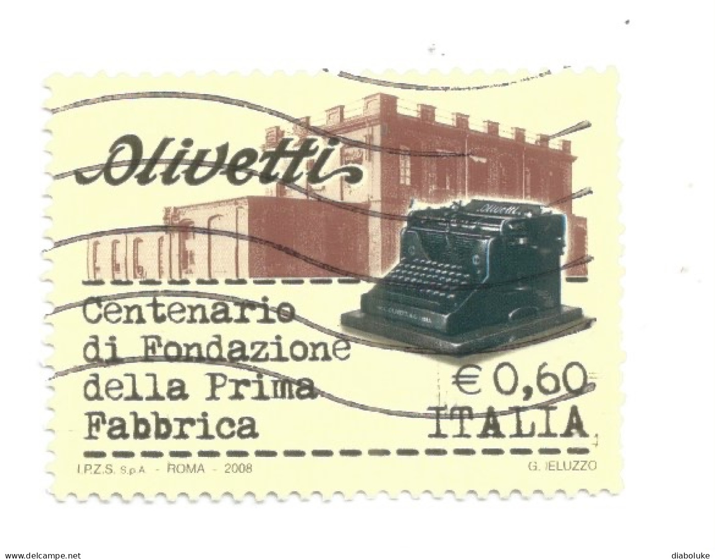 (REPUBBLICA ITALIANA) 2008, OLIVETTI - Serie Di 1 Francobollo Usato - 2001-10: Oblitérés