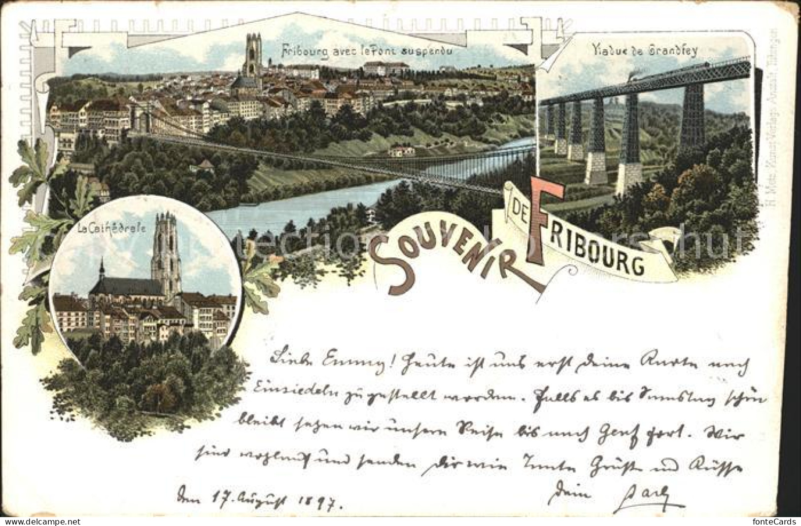 12159284 Fribourg FR La Cathedrale Viaduc De Grandfey Fribourg FR - Andere & Zonder Classificatie