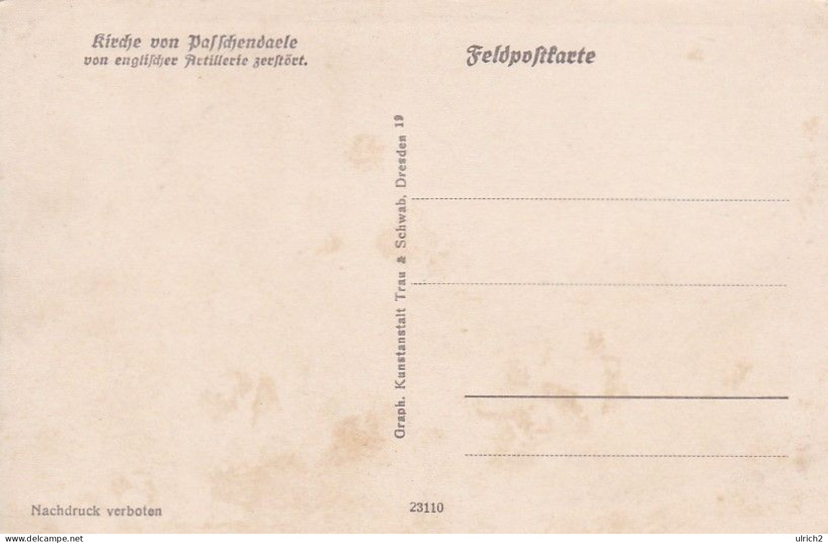 AK Passchendaele - Kirche Von Englischer Artillerie Zerstört - Künstlerkarte -  Nov. 1914 (69037) - Zonnebeke