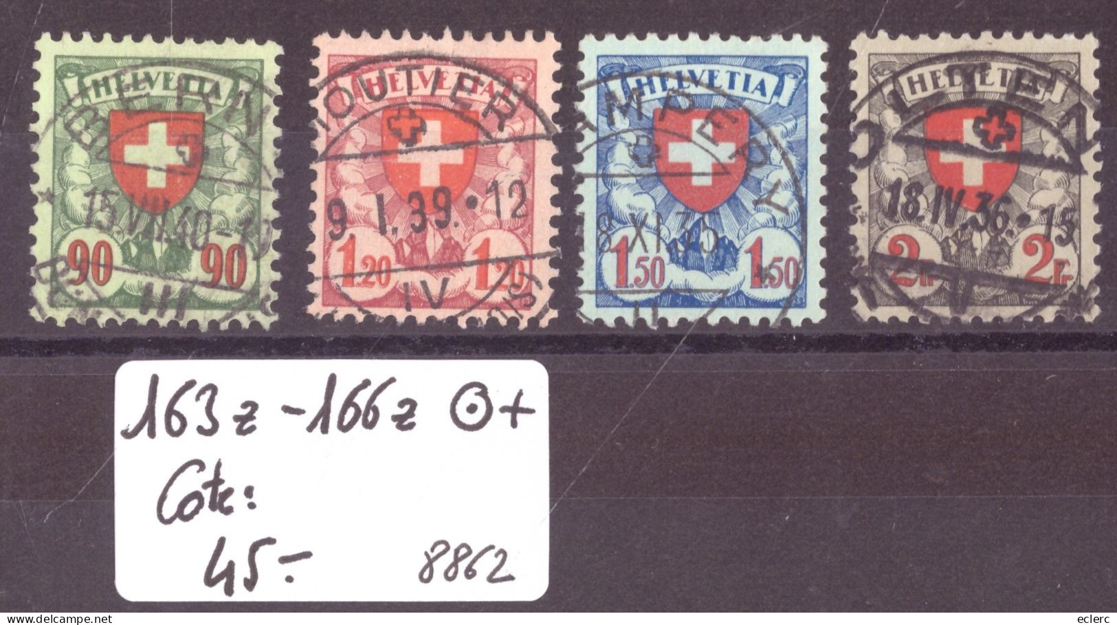 No 163z-166z ( PAPIER GRILLE ) -  OBLITERATIONS CHOISIES - COTE: 45.- - Used Stamps