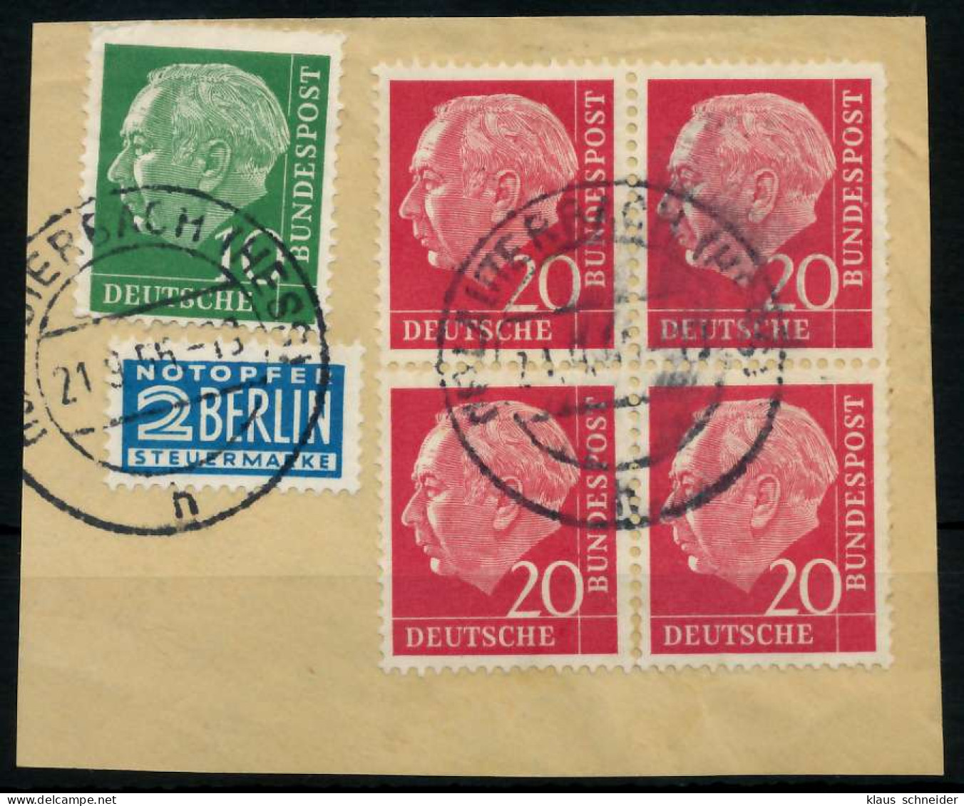 BRD DS HEUSS 1 Nr 185x Zentrisch Gestempelt VIERERBLOCK BRFS X78D696 - Used Stamps