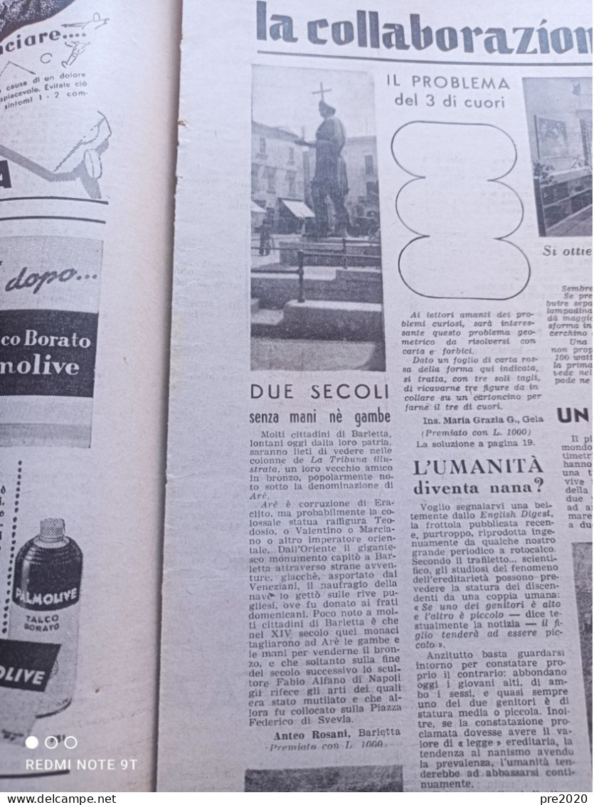 LA TRIBUNA ILLUSTRATA 1951 PADRE BORRELLI PADRE VESUVIO BARLETTA JOSEPHINE BAKER - Autres & Non Classés
