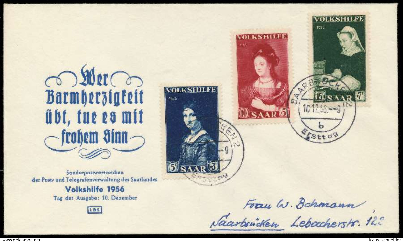 SAARLAND 1956 Nr 376-378 BRIEF FDC X78DC92 - Lettres & Documents