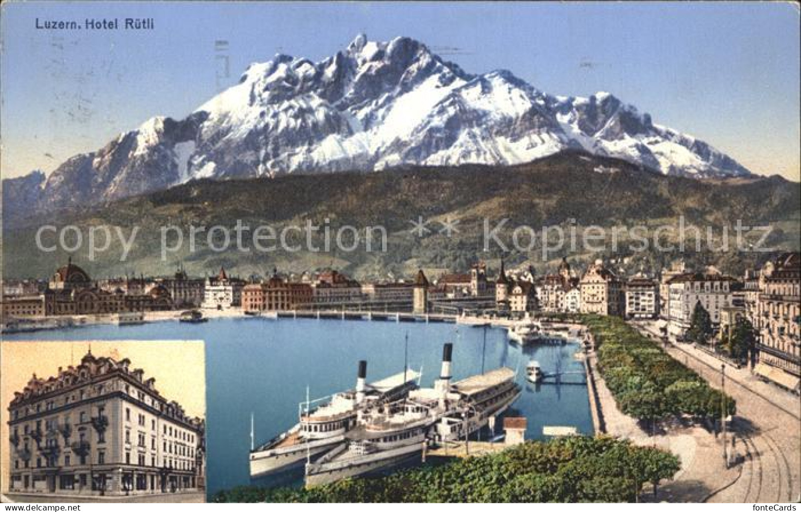 12149474 Luzern LU Hafenpartie Dampfer Hotel Ruetli Rheinischer Hof Luzern - Other & Unclassified