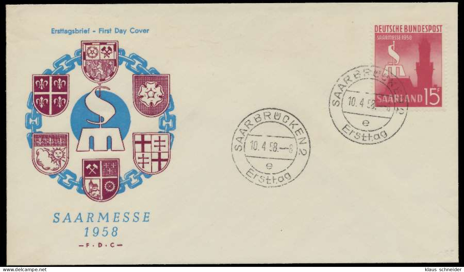 SAAR OPD 1958 Nr 435 BRIEF FDC X78FE06 - Briefe U. Dokumente
