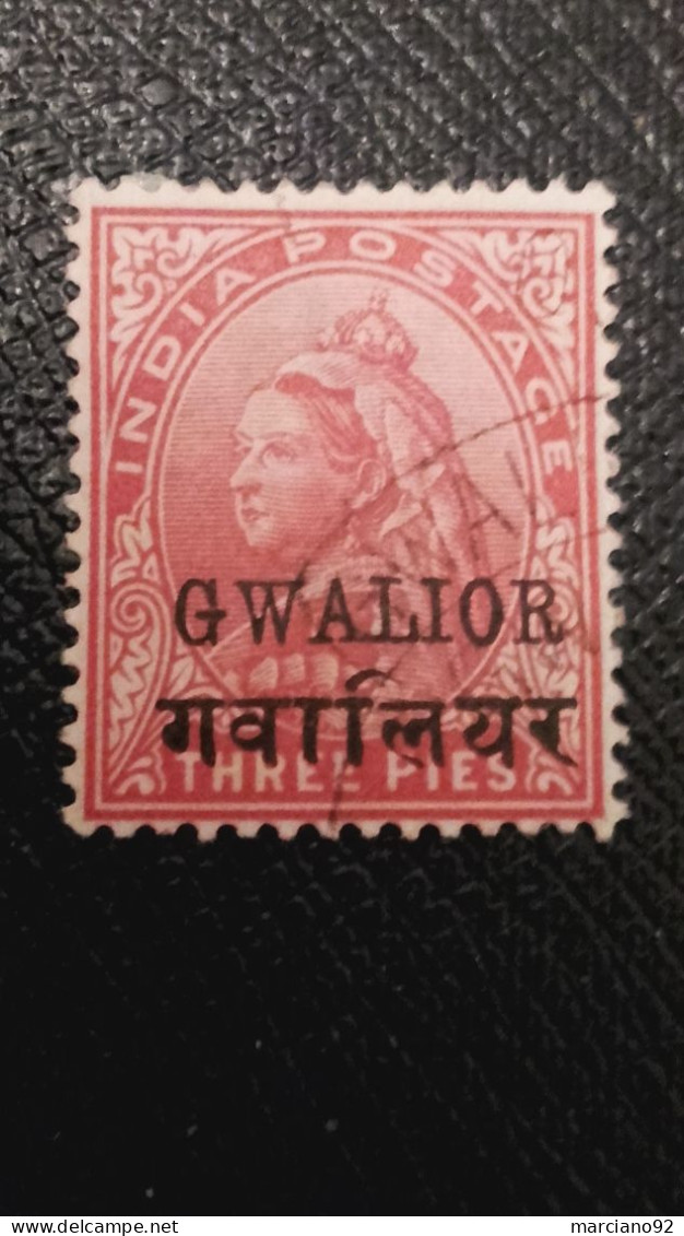 Très Rare Timbres Etats Indiens GWALIOR , Filigrane ètoile - Gwalior