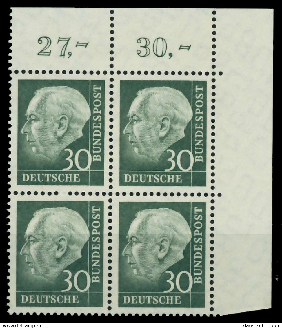 BRD DS HEUSS 2 Nr 259y Postfrisch VIERERBLOCK ECKE-ORE X792C36 - Unused Stamps