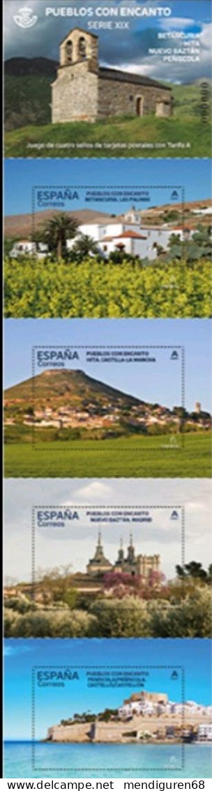 ESPAGNE SPANIEN  SPAIN ESPAÑA 2024 CARNET PUEBLOS CON ENCANTO: BETANCURIA. HITA. NUEVO BAZTÁN. PEÑÍSCOLA MNH ED C5742-5 - Unused Stamps