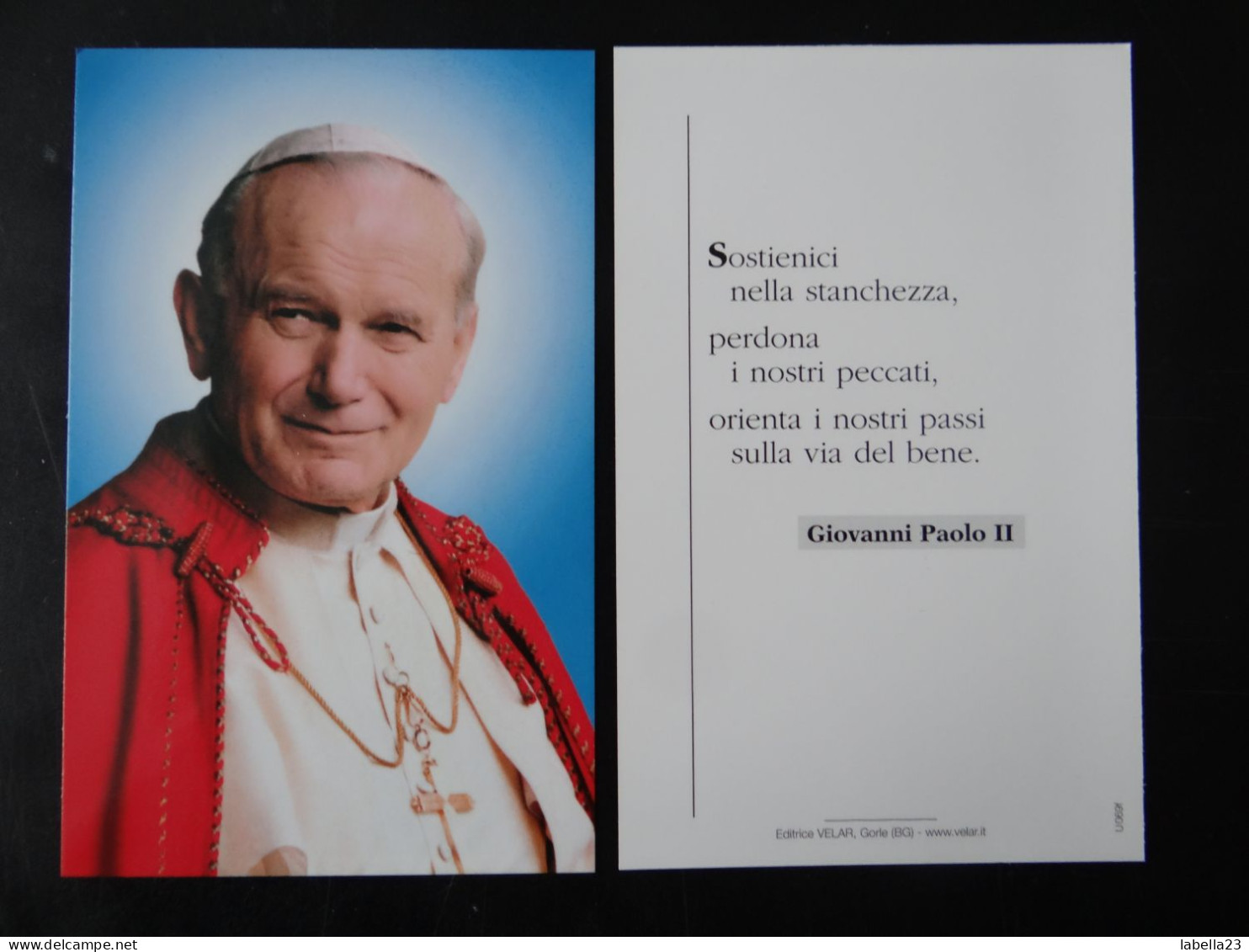 Italienisches Andachtsbild, Gebetszettel, Giovanni Paolo II - Johannes Paul II - - Imágenes Religiosas