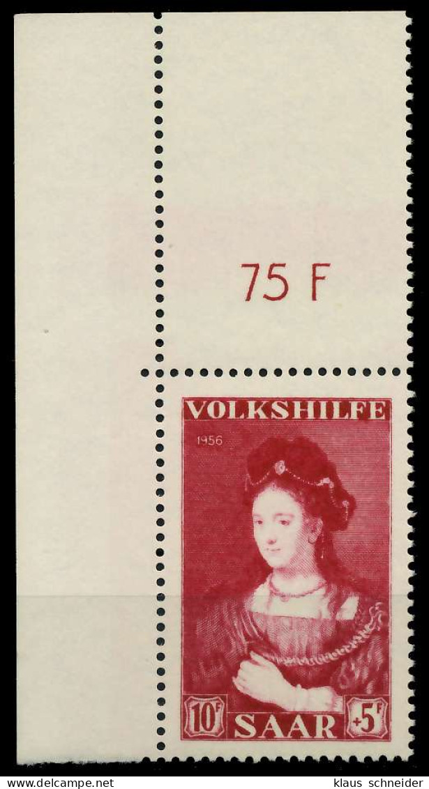 SAARLAND 1956 Nr 377 Postfrisch ECKE-OLI X79C3DA - Unused Stamps