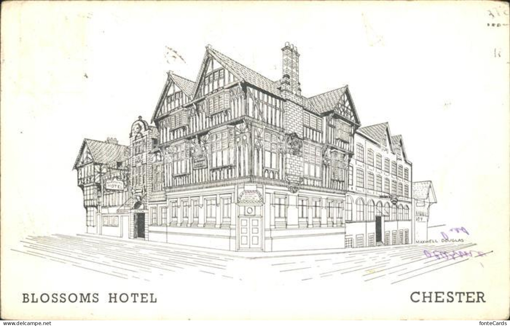 12139115 Chester Cheshire Blossoms Hotel Zeichnung  - Autres & Non Classés