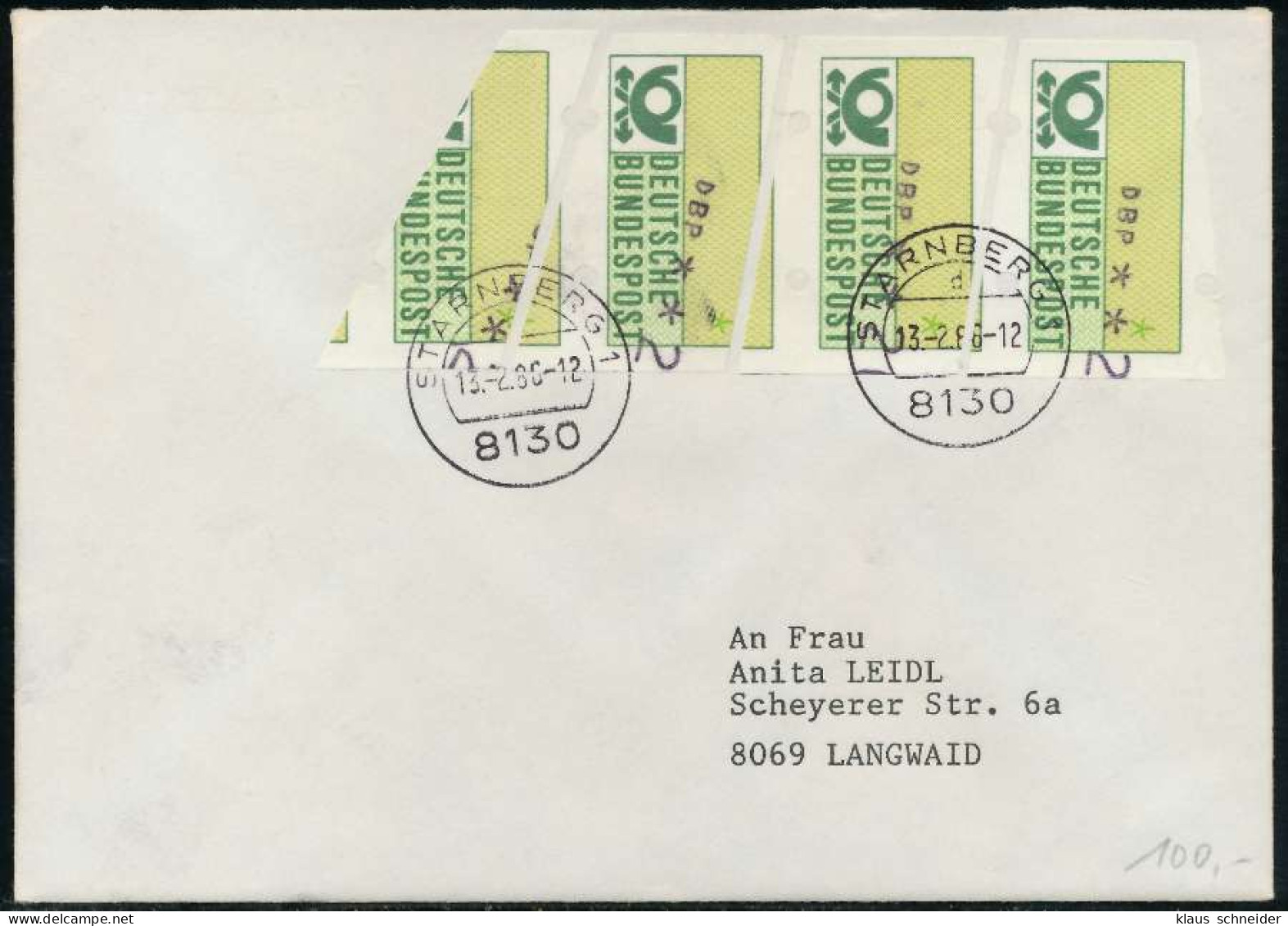 BRD ATM1-020 BRIEF MEF STARNBERGER SPRINGER X7E4356 - Timbres De Distributeurs [ATM]