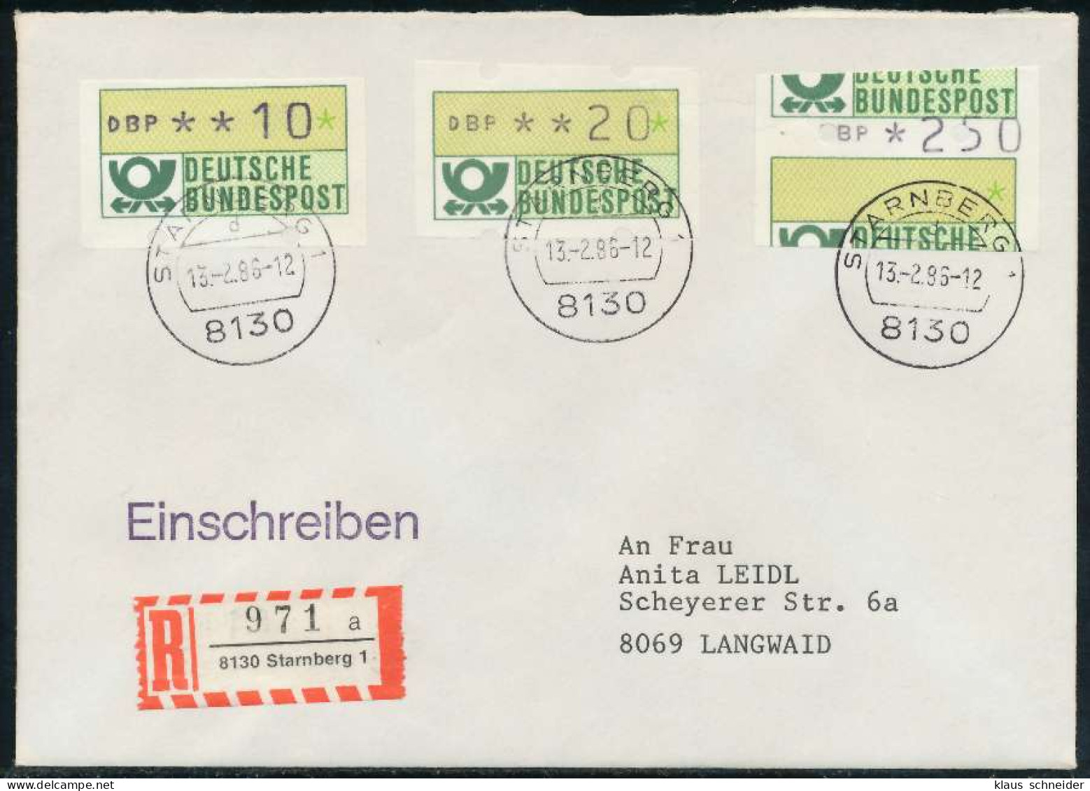 BRD ATM1-280 BRIEF EF STARNBERGER SPRINGER X7E43E6 - Timbres De Distributeurs [ATM]