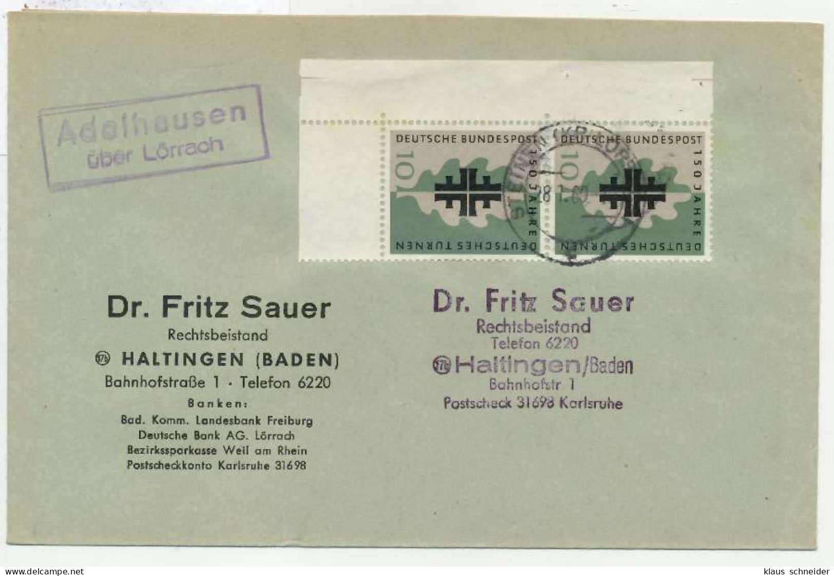 BRD 1958 Nr 292 BRIEF MEF ECKE-ULI X7E66A2 - Covers & Documents