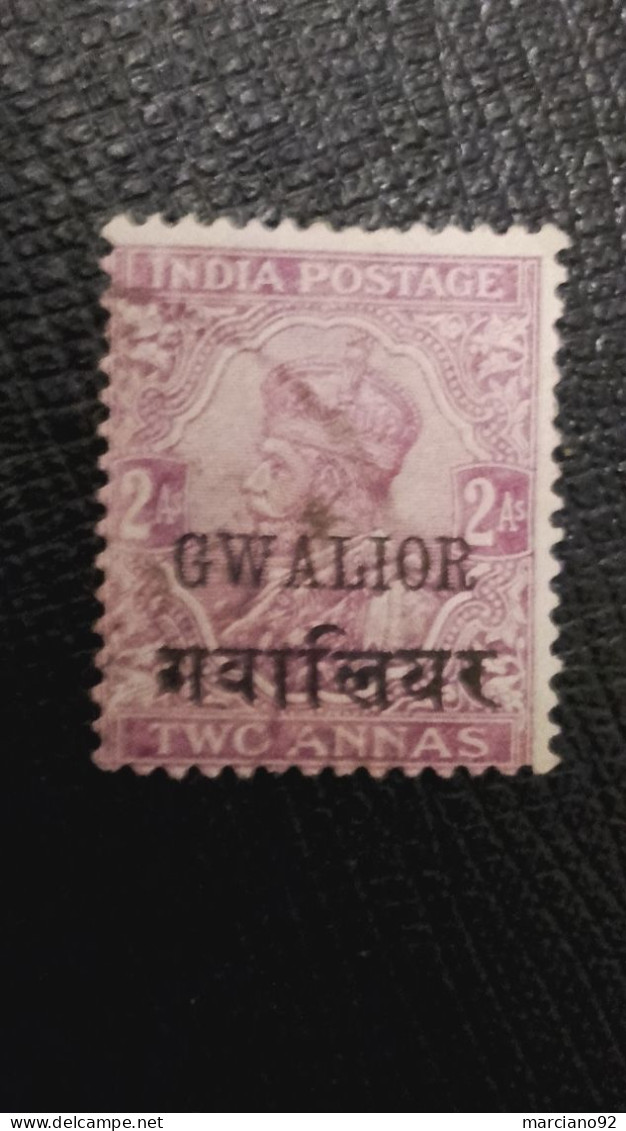 Très Rare Timbres Etats Indiens GWALIOR , Filigrane ètoile - Gwalior
