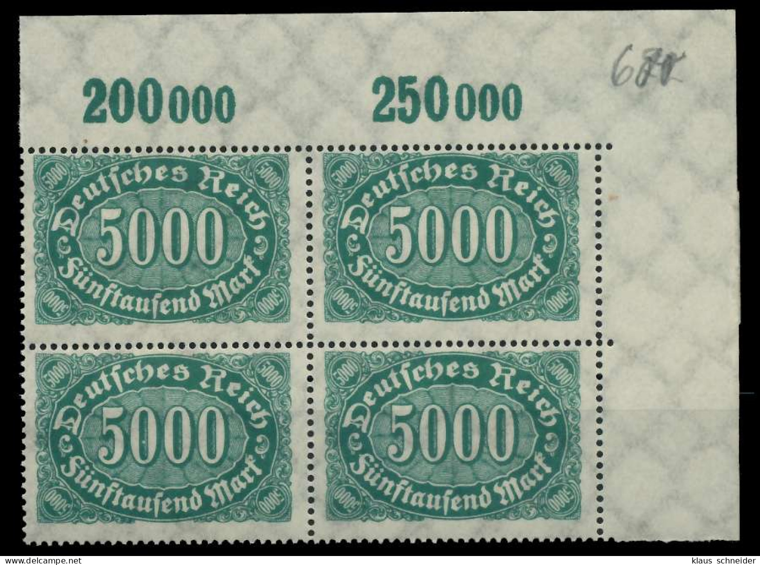 D-REICH INFLA Nr 256c Postfrisch VIERERBLOCK ECKE-ORE X80990E - Unused Stamps