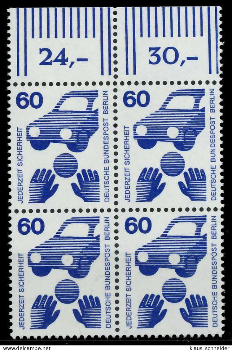 BERLIN DS UNFALLV Nr 409 Postfrisch VIERERBLOCK ORA X818ECA - Unused Stamps