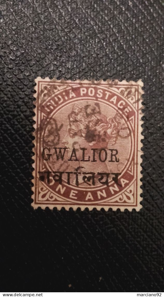 Très Rare Timbres Etats Indiens GWALIOR , Filigrane ètoile - Gwalior