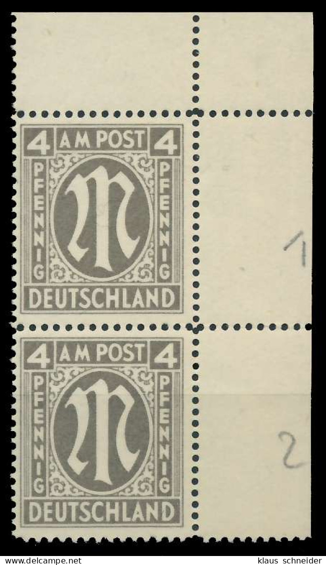 BIZONE AM-POST Nr 11-Cy Postfrisch SENKR PAAR ECKE-ORE X81E4B2 - Mint