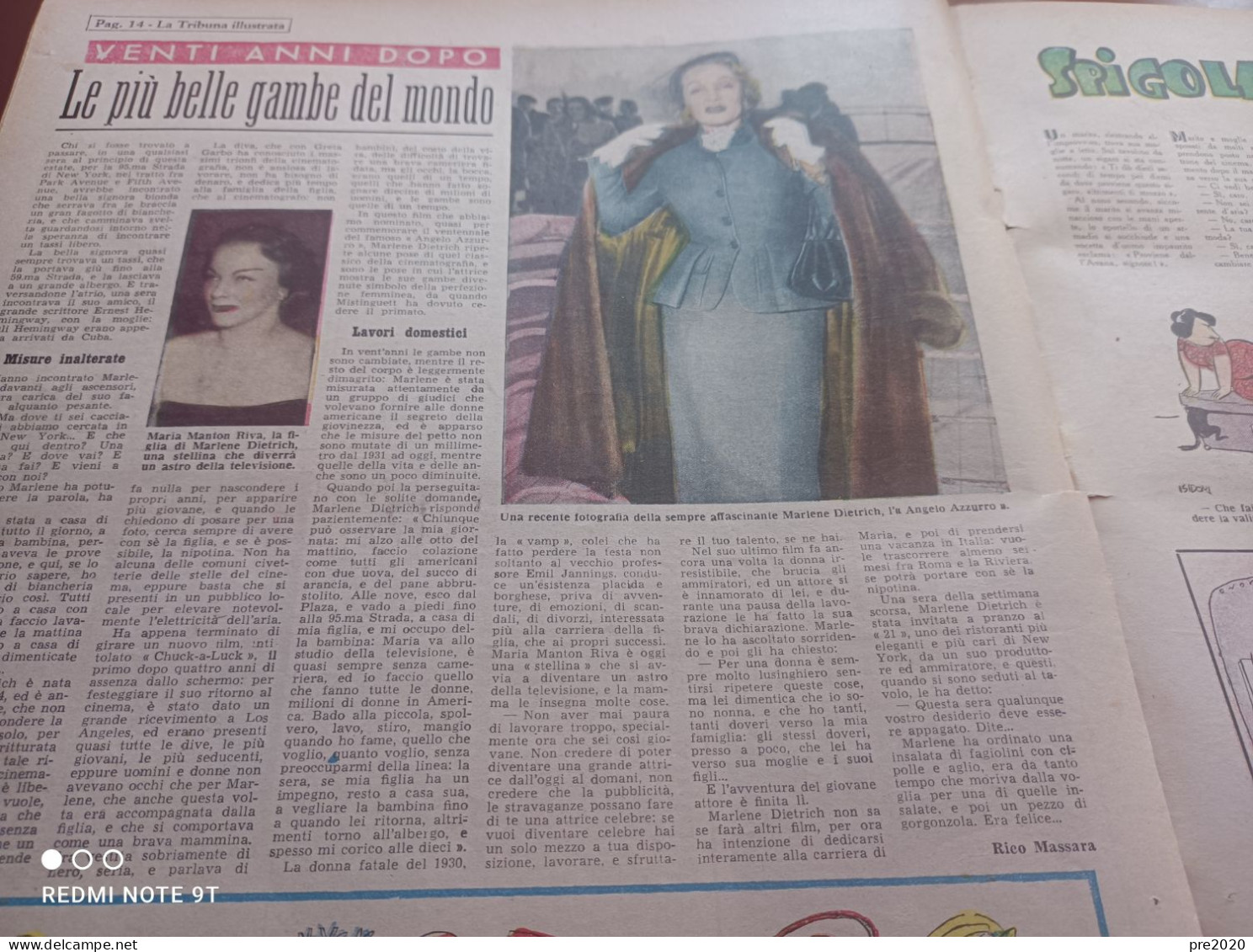 LA TRIBUNA ILLUSTRATA 1951 PRATO DI RESIA MARLENE DIETRICH - Otros & Sin Clasificación