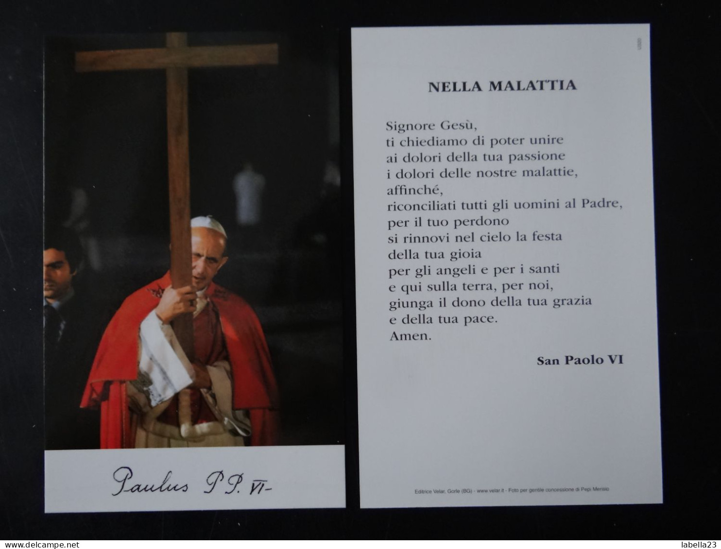 Italienisches Andachtsbild, Gebetszettel, San Paolo VI - Autogramm --3) - Santini