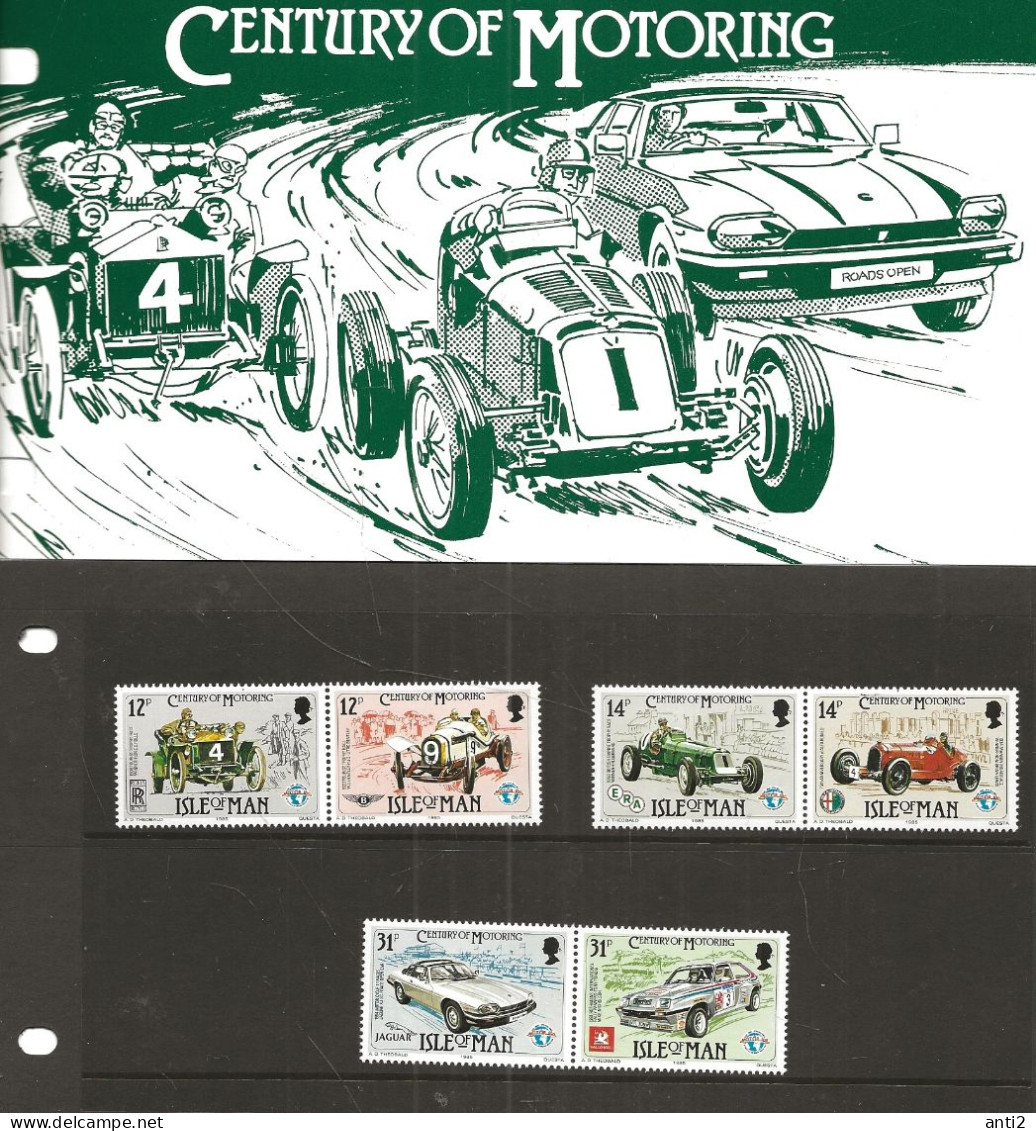 Isle Of Man 1985 Centenary Of Automotive Engineering, Cars,   Mi 282-287 MNH(**) In Folder - Isle Of Man