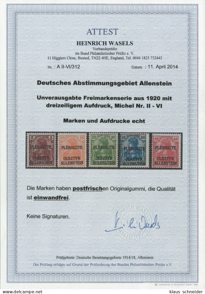 ALLENSTEIN Nr II-VI Postfrisch ATTEST X410FDE - Other & Unclassified