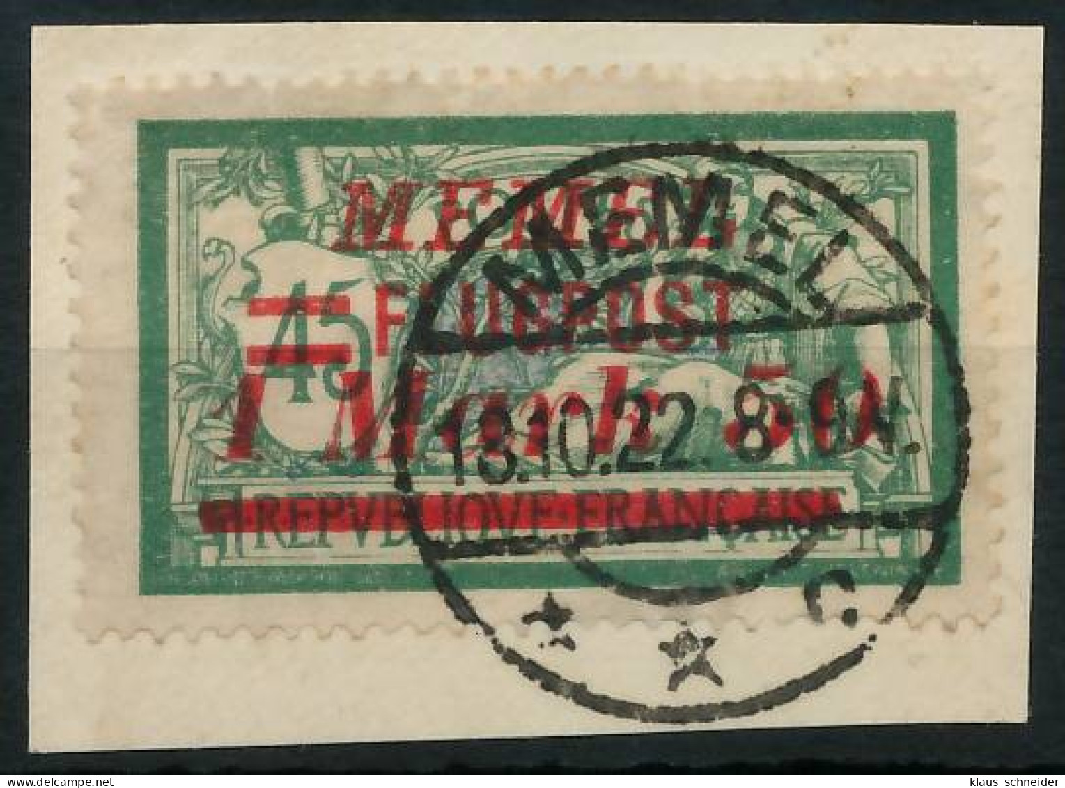 MEMEL 1922 Nr 101 Zentrisch Gestempelt Briefstück Gepr. X425BFE - Memel (Klaipeda) 1923