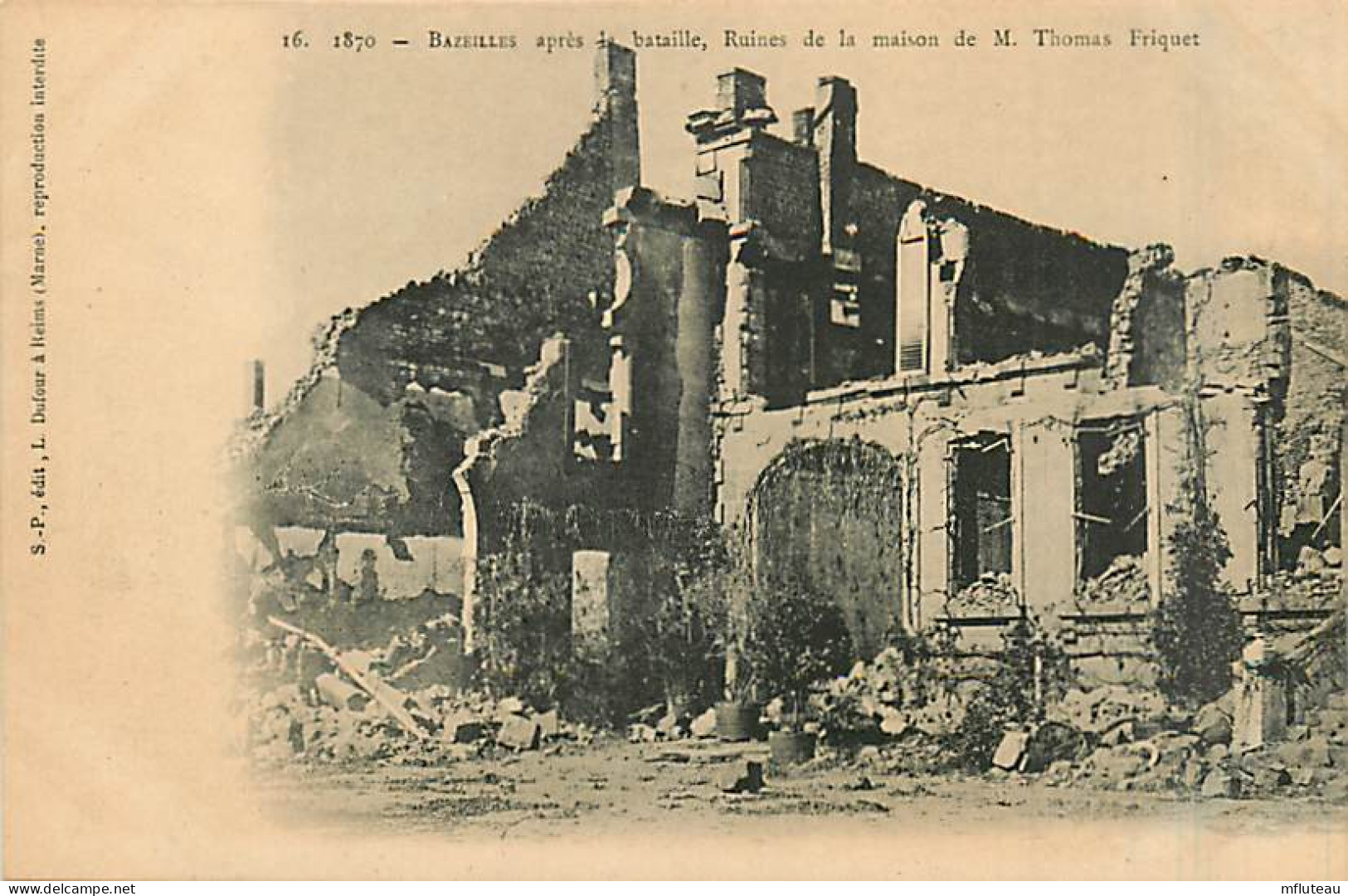 08* BAZELLES  Ruines 1870          MA99,0689 - Guerres - Autres