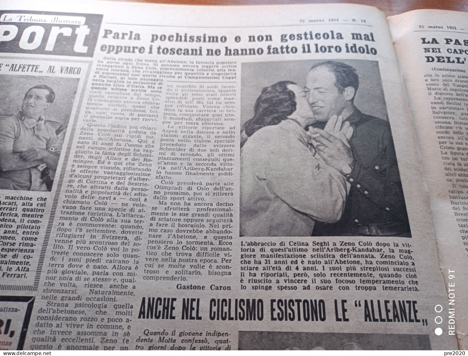 LA TRIBUNA ILLUSTRATA 1951 ZENO COLO’ ABETONE SCIATORE TARANTO - Otros & Sin Clasificación