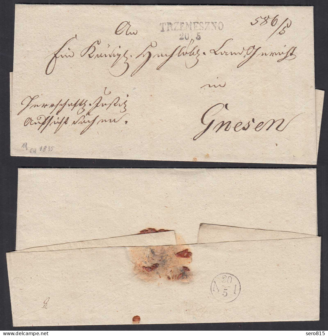 Ca. 1835 Umschlag TRZEMESZNO L2 Nach GNESEN    (32074 - Sonstige & Ohne Zuordnung