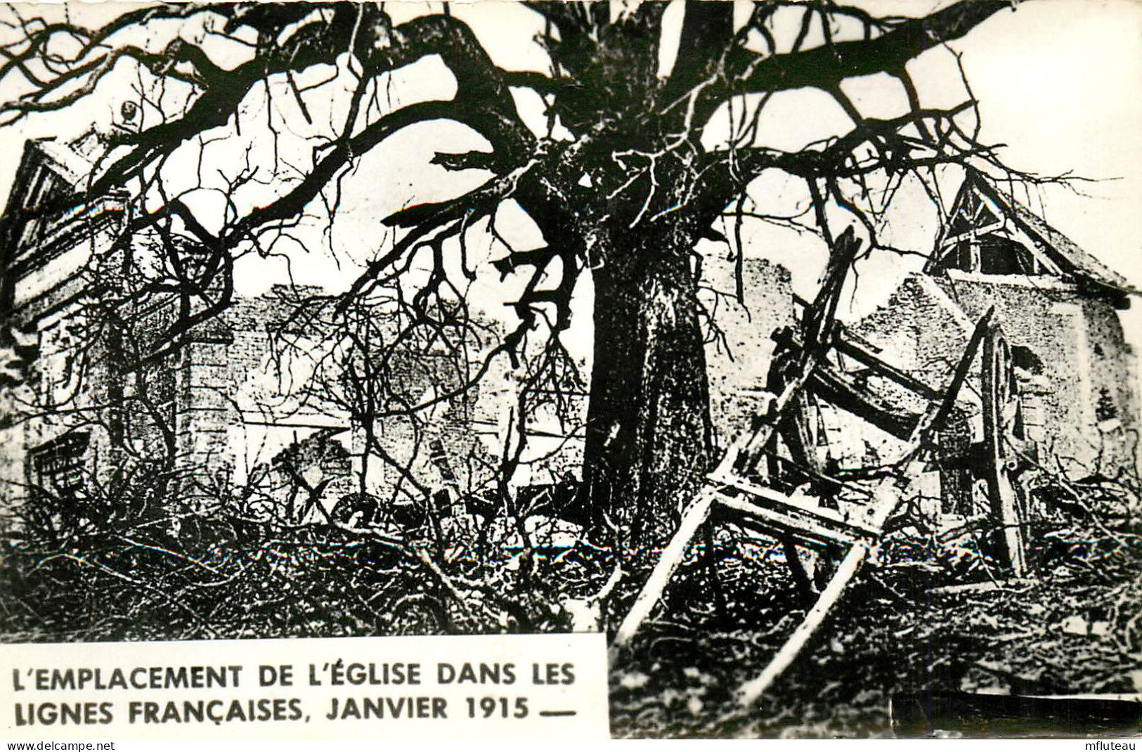 55* VAUQUOIS Emplacement De L Eglise En 1915  – CPSM  (format 9x14cm)      RL25,0256 - Guerre 1914-18